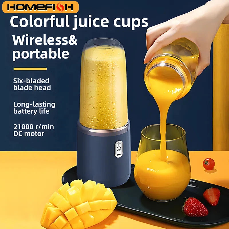 Portable Rechargeable Blender 400ml – USB Fruit Juicer for Smoothies & Shakes